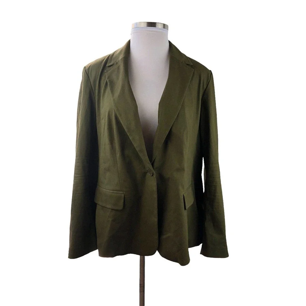 Lane Bryant Single Button Blazer Green Business Office Work Wear Plus Size 22/24 - Picture 5 of 7